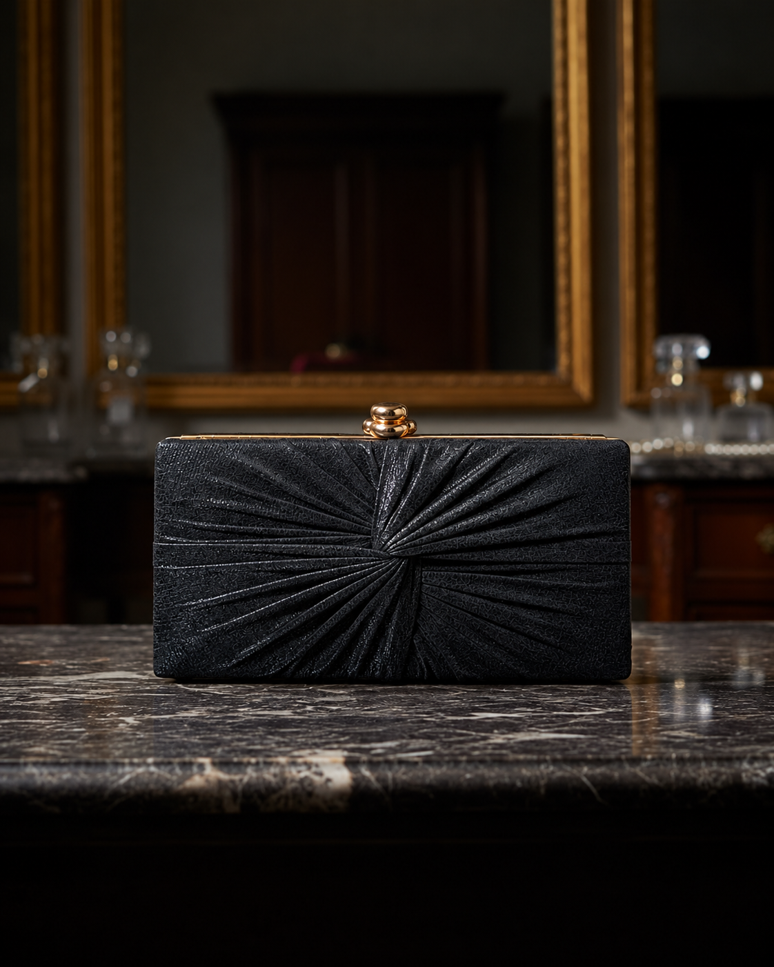 Noir Pleated Clutch