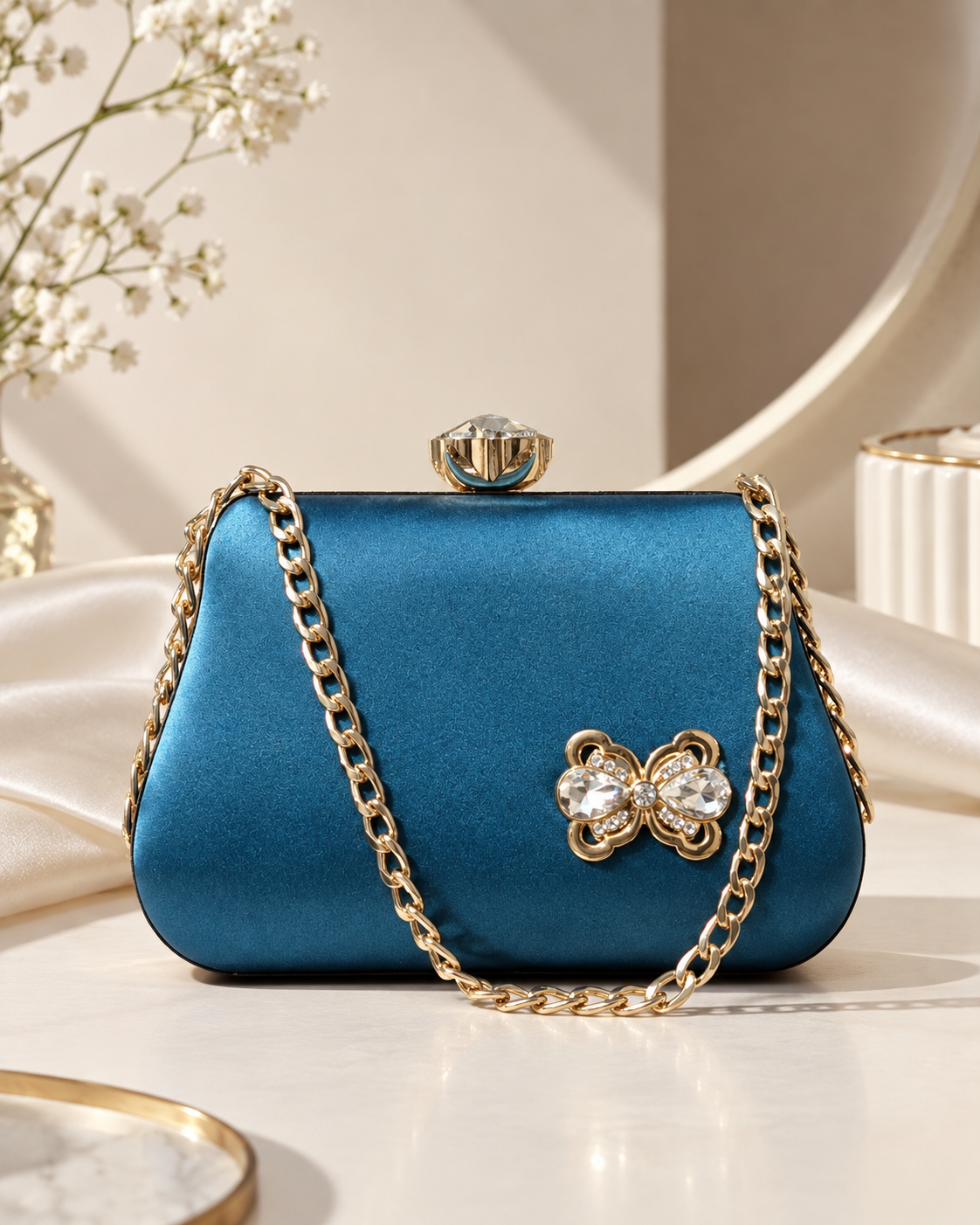 Celeste Blue Butterfly Clutch