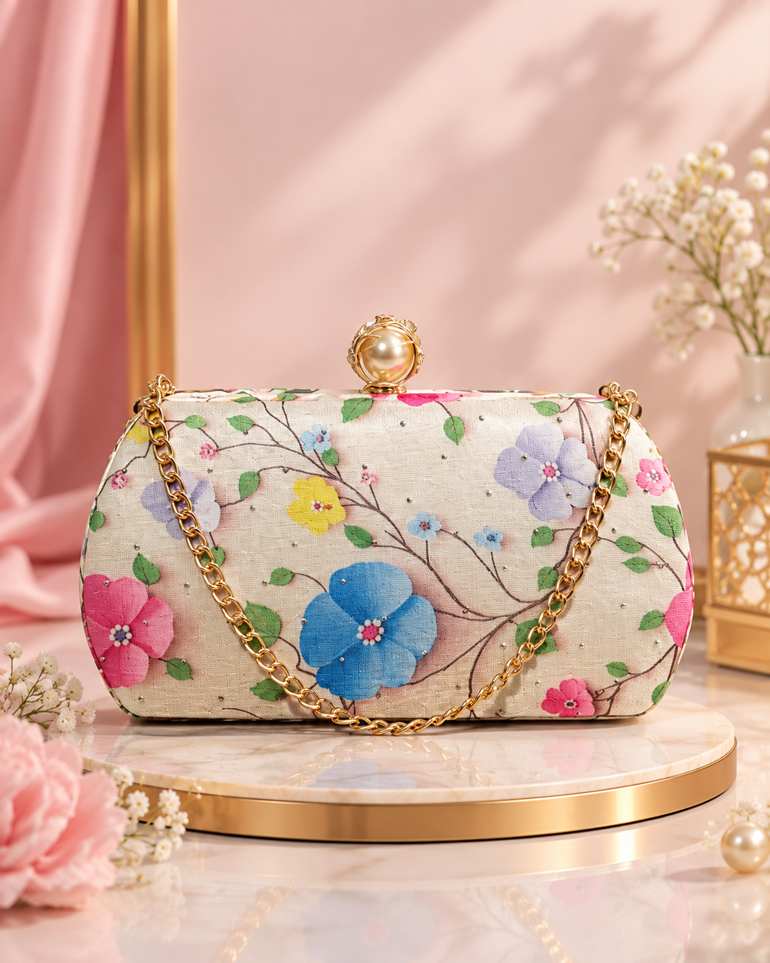 Floral Charm Clutch