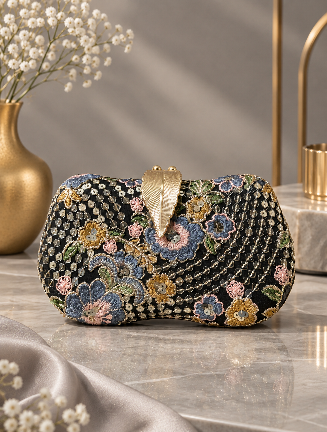 Noir Bloom Clutch