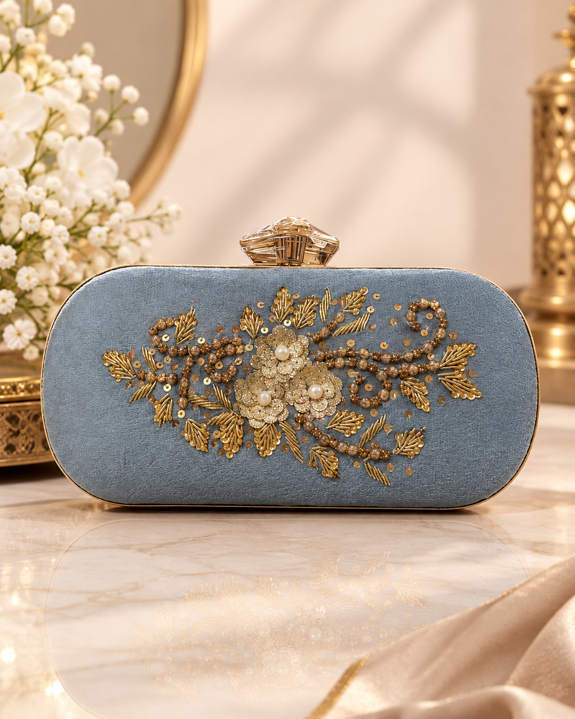 Aurelia Grey Clutch
